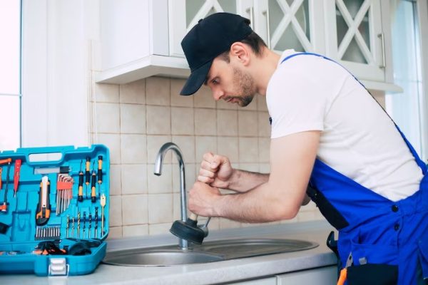 handyman-uniform-is-cleaning-clogged-kitchen-sink-with-help-plunger_283617-2808